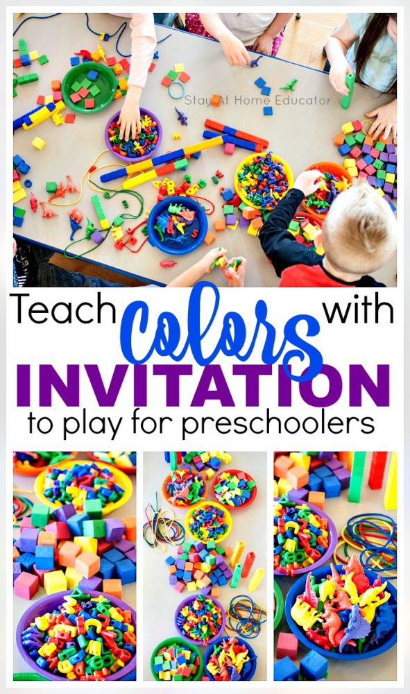 teaching colors to preschoolers with an invitation to play
