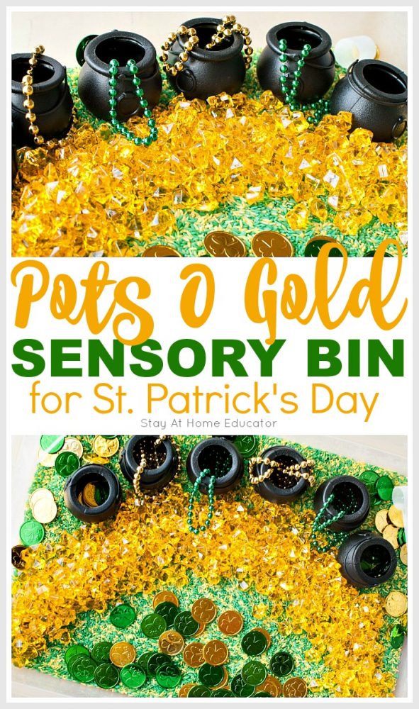 St. Patrick's Day sensory bin for preschoolers