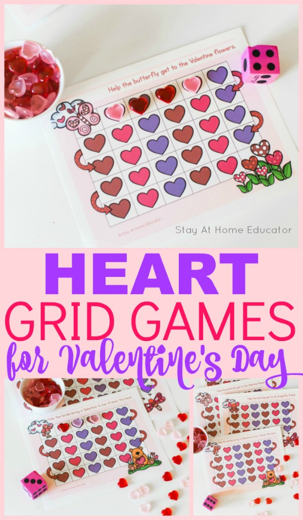 free heart themed counting printables for preschoolers for Valentine's Day