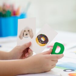 how to teach letter recognition to preschoolers - the importance of teaching letter recognition - child holding letter D flashcards