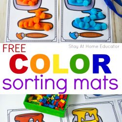 Six activities to teach your toddler their colors including free printable colors sorting mats