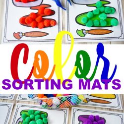 Six activities to teach your toddler their colors including free printable colors sorting mats