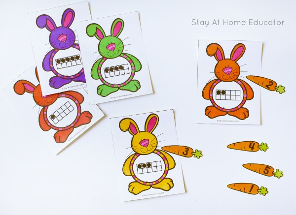 feed the bunny ten frame math activity for preschoolers with free printable
