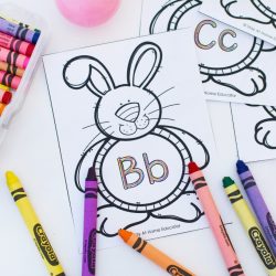 Easter Bunny themed Rainbow Writing Alphabet Tracing Cards. The perfect free printable to help your kids strengthen letter formation and recognition skills.