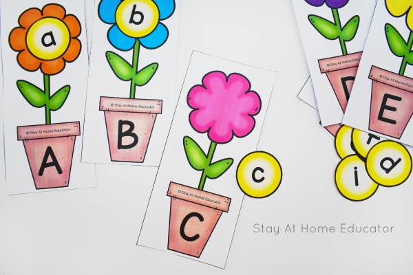 spring theme letter matching and latter recognition activity for preschoolers with free printable