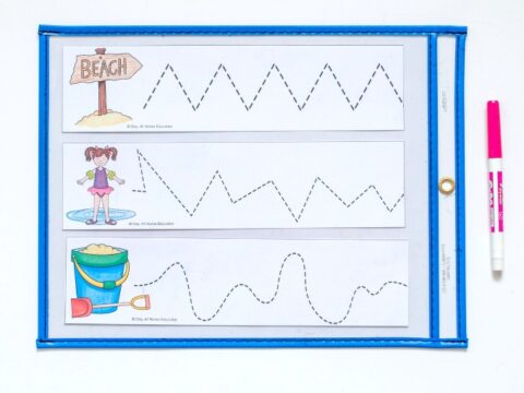 These Beach Themed Printables are a fantastic tool as a prewriting activity for preshoolers. These skills are necessary for learning how to write in their future.