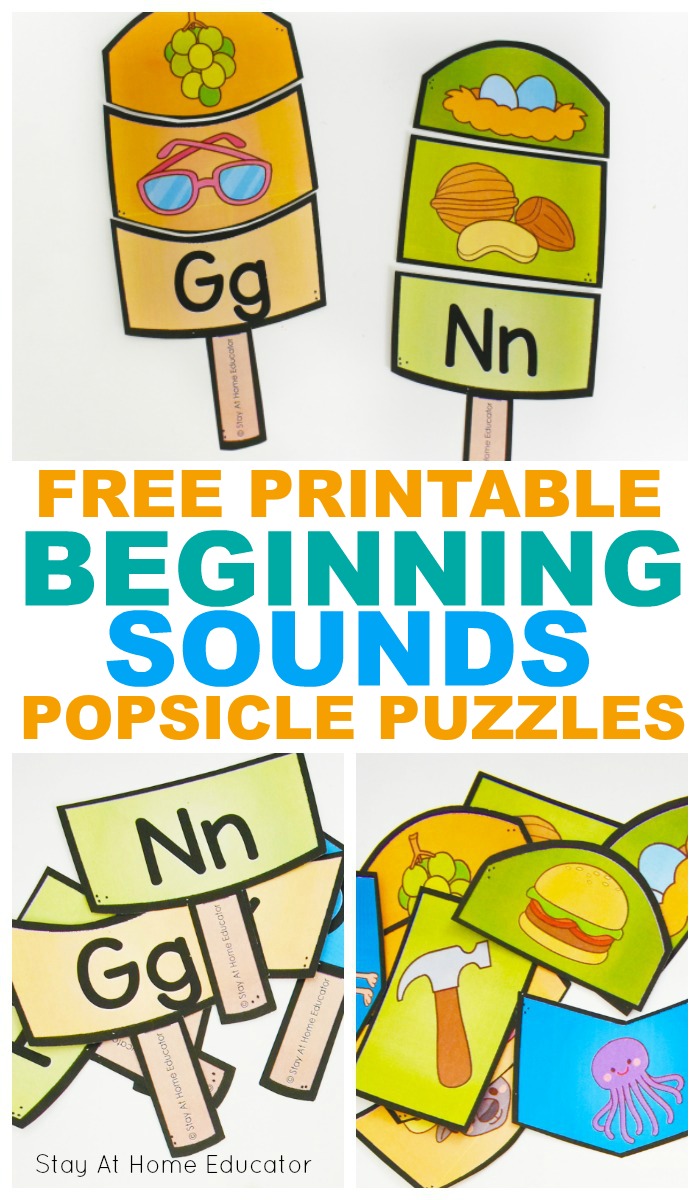 Teach your preschooler beginning sounds this summer with these free printable popsicle puzzles