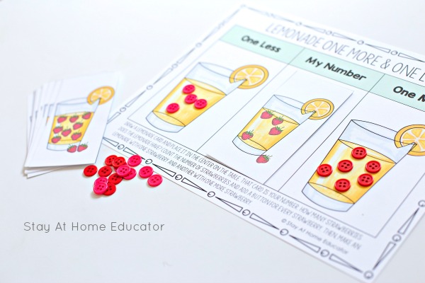 An engaging more or less math activity with a refreshing strawberry lemonade theme. This is a great way to help teach an important preschool skill! 