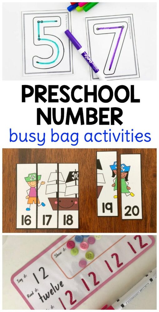 preschool number bag activities