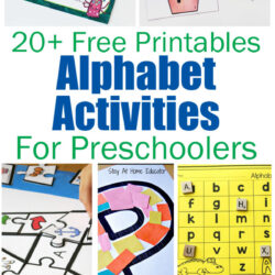 20 Free Printables for helping teach the alphabet for preschoolers. This helps with letter recognition and formation as well as fine motor skills, sensory elements, matching and more.