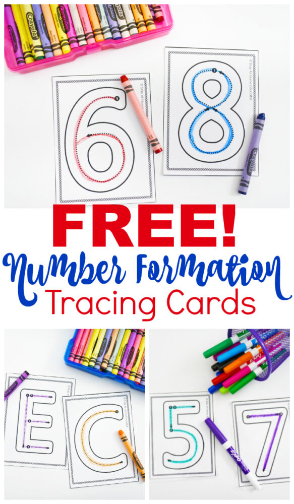 free number formation tracing cards for preschoolers