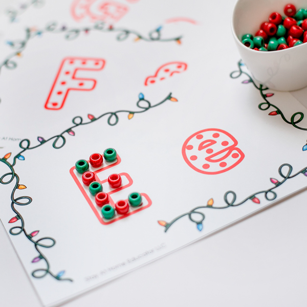 Christmas alphabet activities | Christmas letter recognition activities, beginning sound, sight words | Christmas literacy activities for preschoolers | letter Ee fine motor card