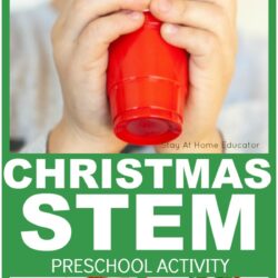 Christmas STEM activity for preschoolers | Using household items - buttons, plastic cups to create and investigate |