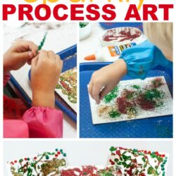 Christmas process art | holiday art for preschoolers | sparkly winter art | glitter and glue art |