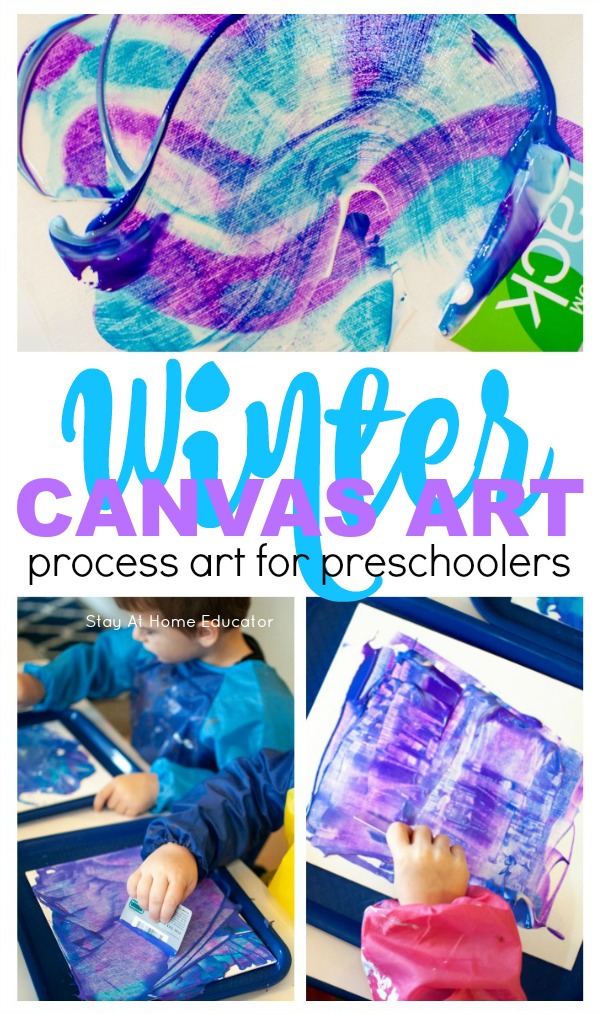 This beautiful winter art for toddlers is frame worthy | winter process art for toddlers