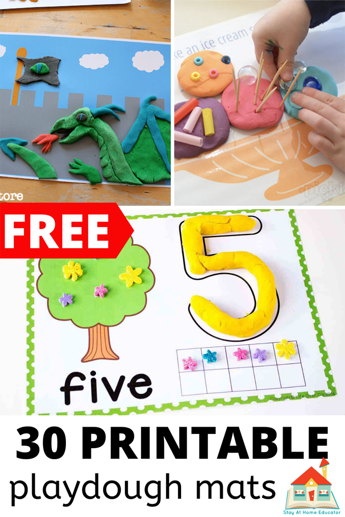 a collection of free printable playdough mats