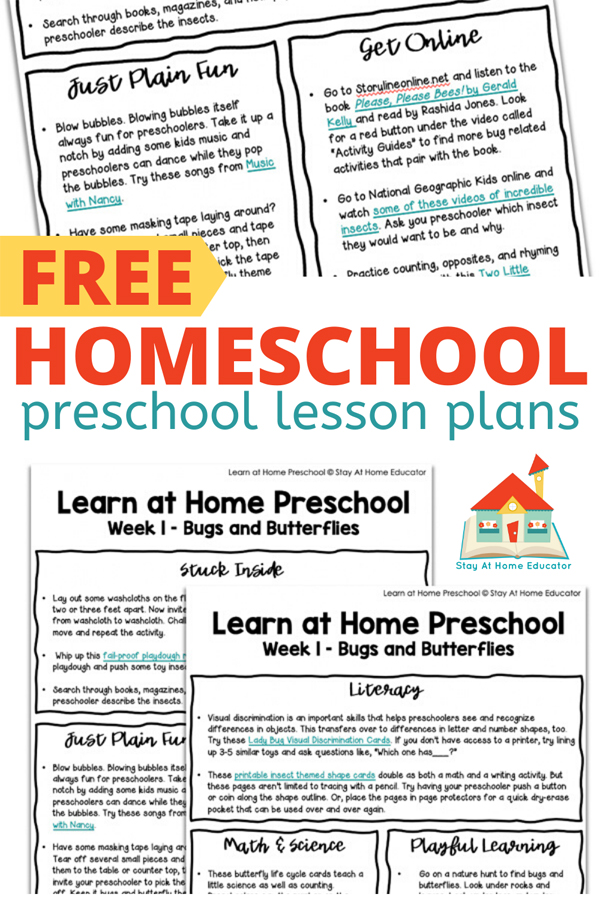 free homeschool preschool lesson plans