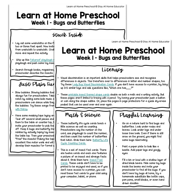 Free Homeschool Preschool Lesson Plans Stay At Home Educator