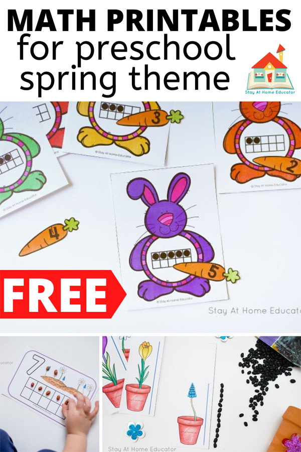 free math printables for preschool spring theme | spring activties for preschoolers