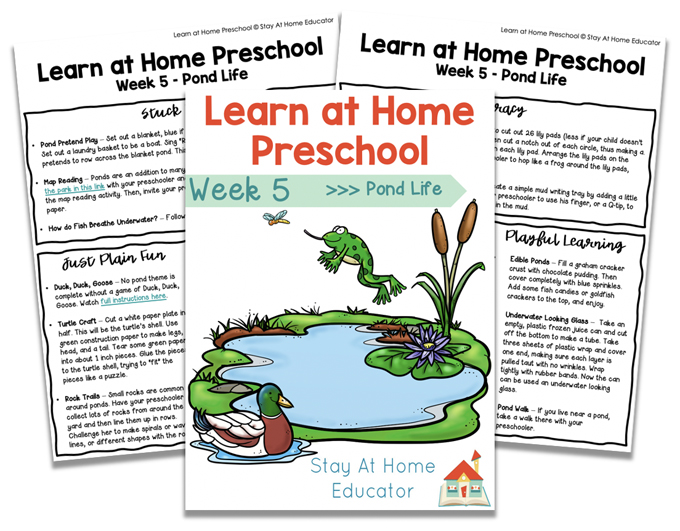 Free Weekly Lesson Plans for Pond Life Theme - Stay At Home Educator