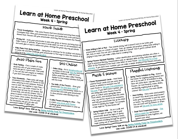 Free Learn At Home preschool lesson plans for homeschool preschool