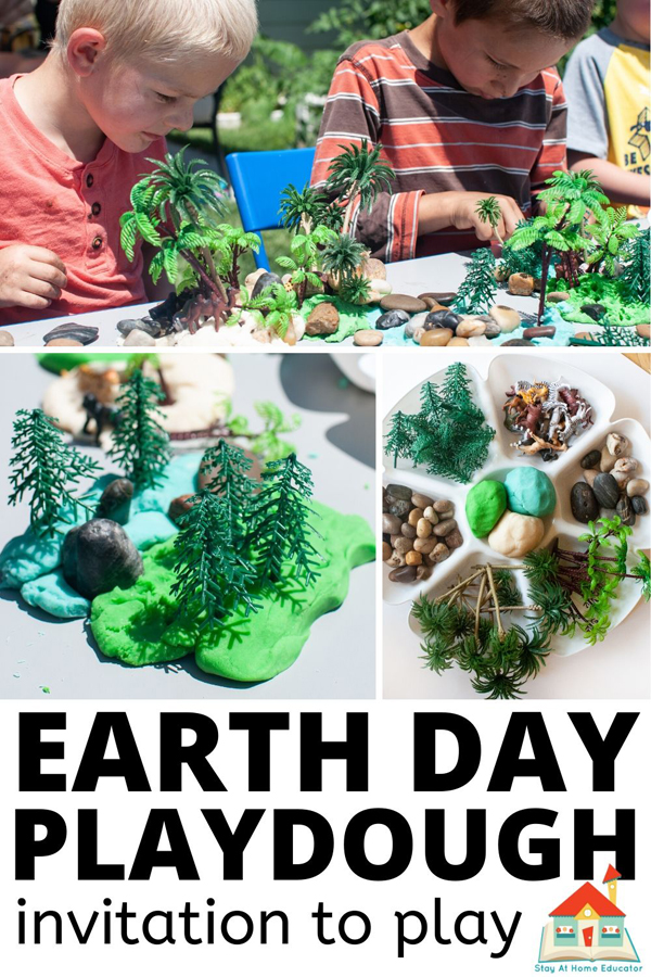 Earth Day playdough invitation to play for preschoolers
