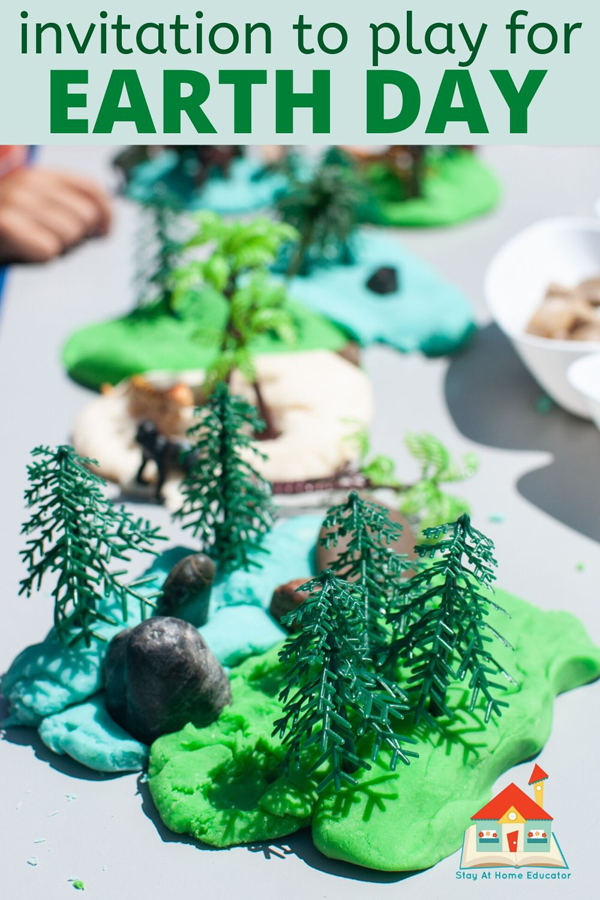 invitation to play with playdough for Earth Day activity