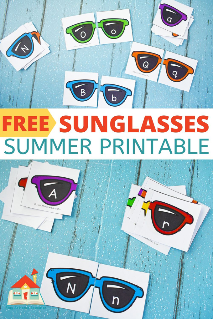 free sunglasses summer alphabet activity