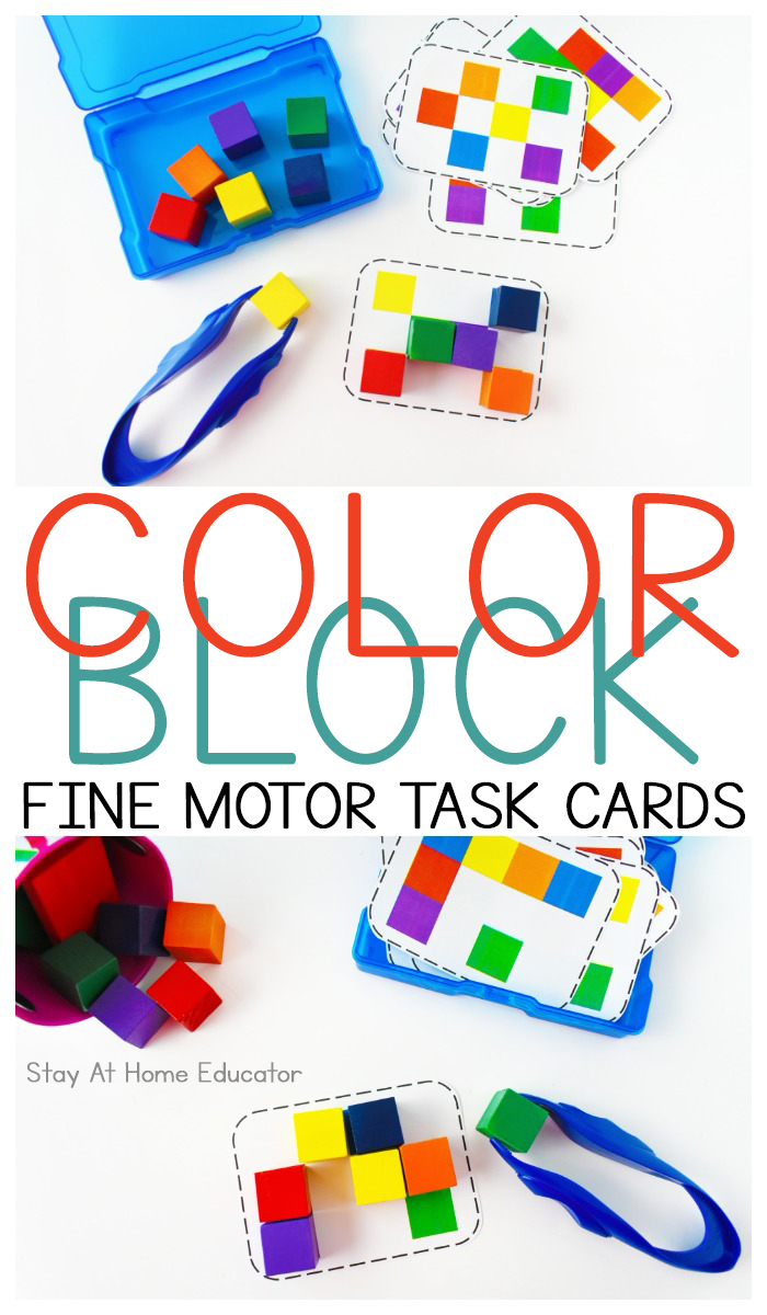 fine motor task cards for one inch color blocks