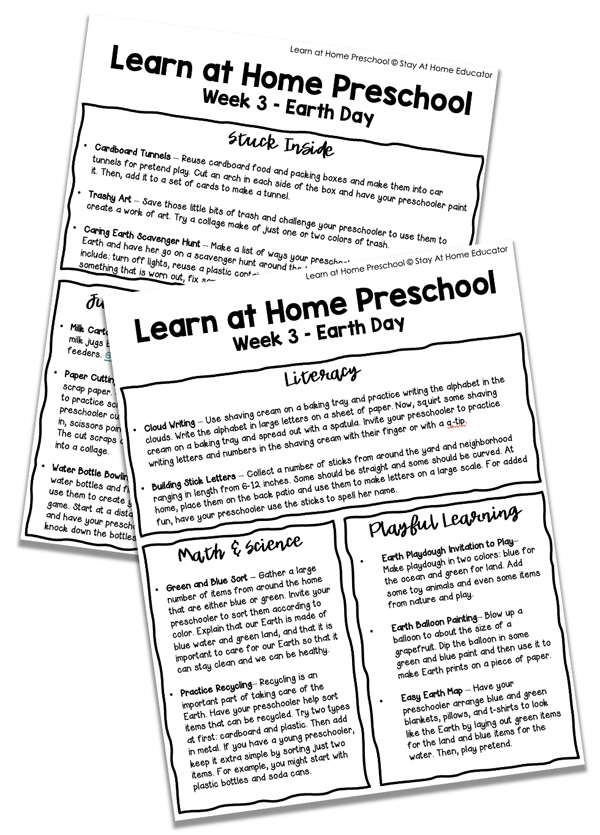 Earth day learning activities for preschoolers homeschool preschool lesson plans