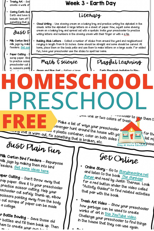 free homeschool preschool lesson plans