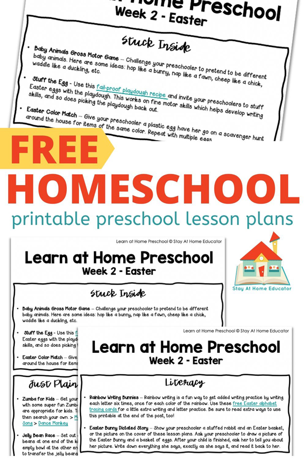 free homeschool printable preschool lesson plans