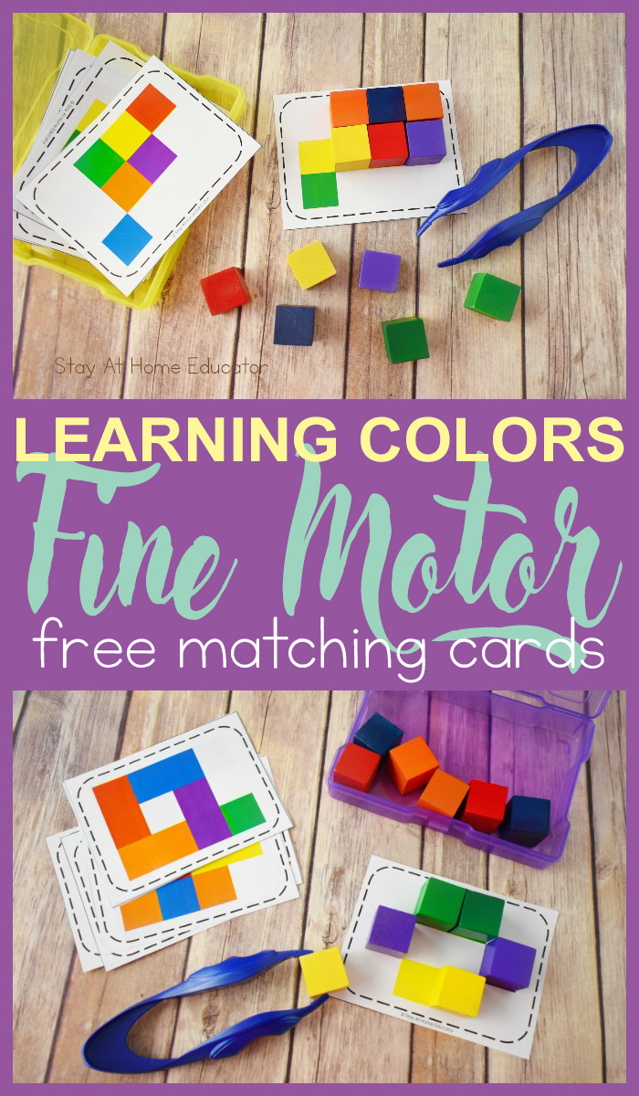 learning colors fine motor free matching color cards