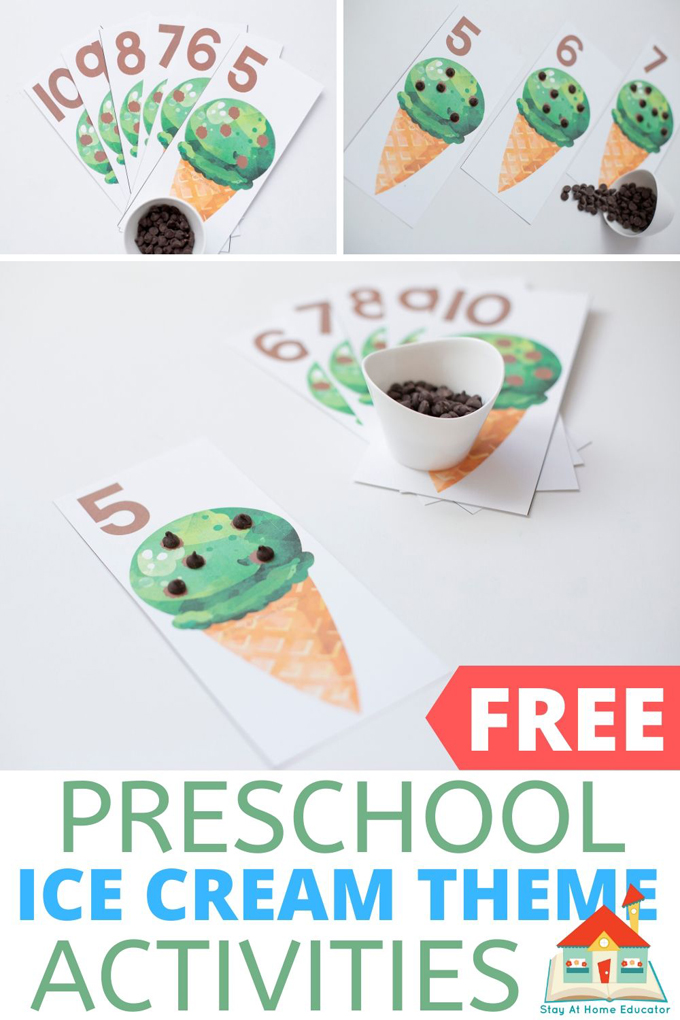 preschool ice cream theme activities, preschool number activities