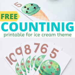 free counting printable for ice cream theme, preschool number activities