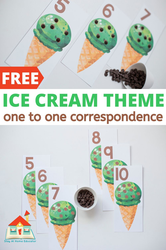 free ice cream theme one to one correspondence, preschool number activities
