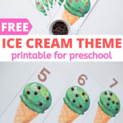 free ice cream theme printable for preschool, preschool number activities