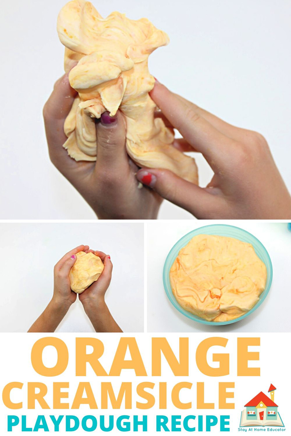 easy no-cook playdough recipe for summer - smells just like a creamsicle