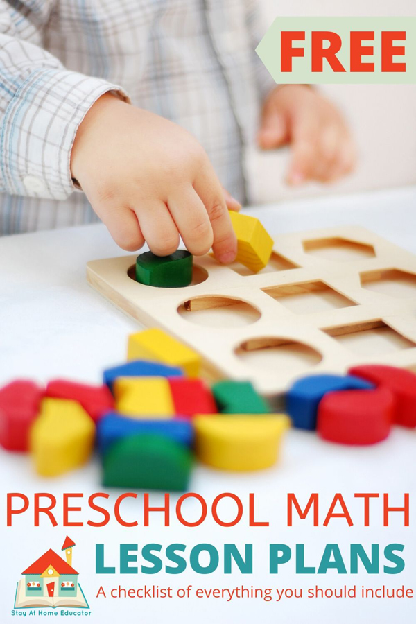 free checklist of math skills for what to include in preschool math lesson plans