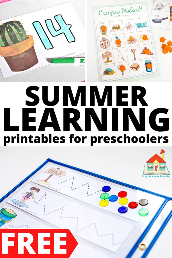 summer learning printable for preschoolers free