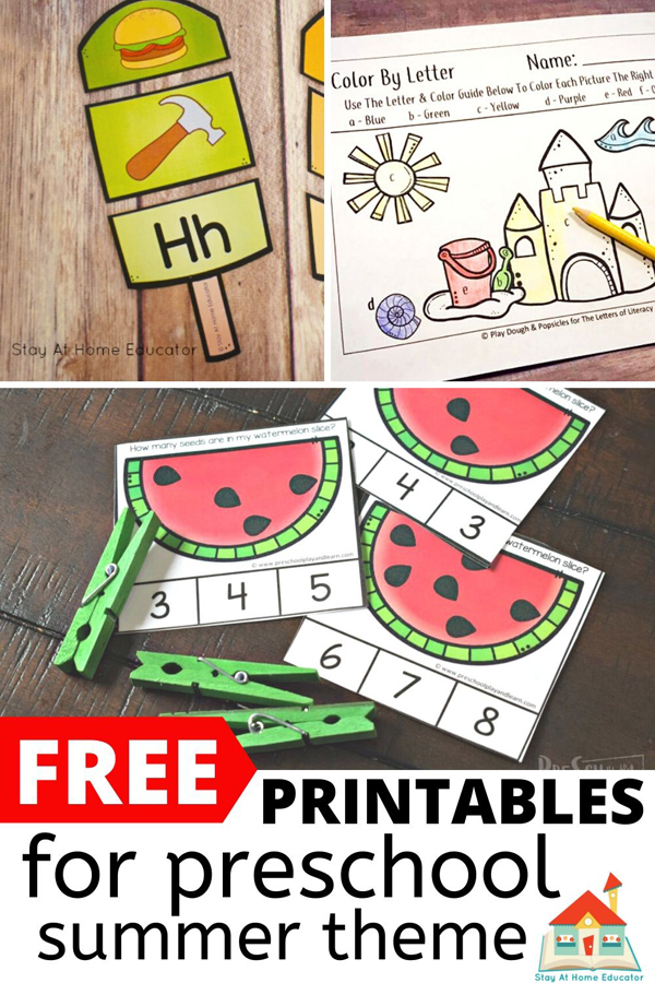 free printables for summer preschool theme