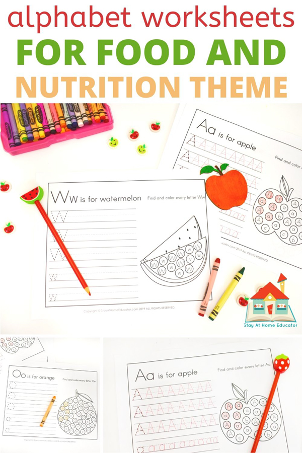 free letter tracing worksheets for food and nutrition preschool theme