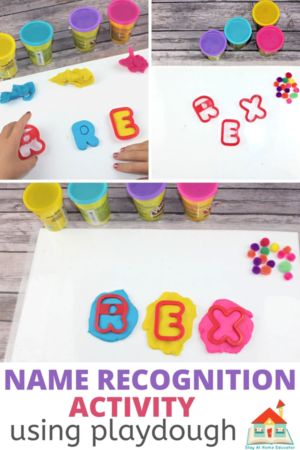 name recognition activity using playdough