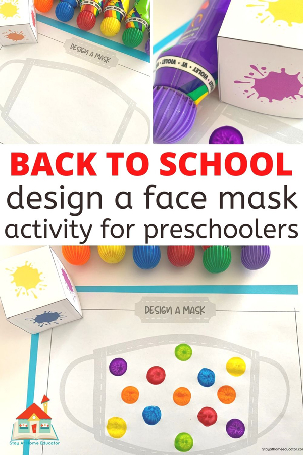 face mask activity for students - decorate a face mask or face covering for safe school greetings | use on the first day of preschool | face mask craft for preschool