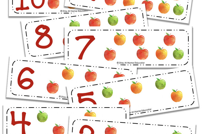 set of free apple counting cards for back to school