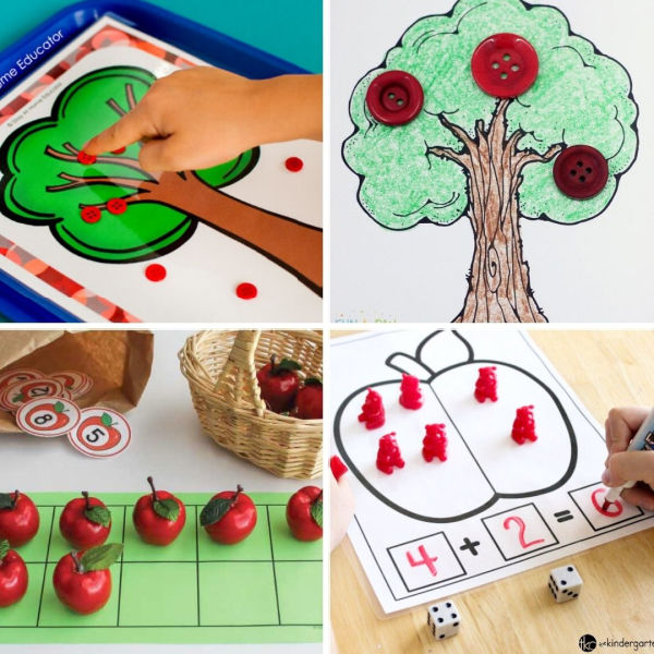 four apple themed math activities for preschool