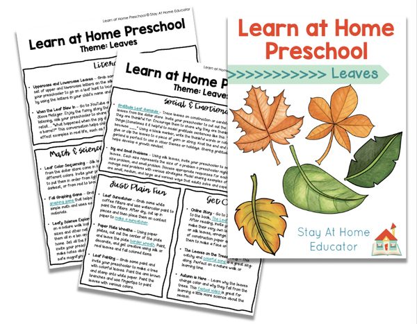 leaf activities for preschoolers | leaf preschool lesson plans | leaf theme | leaf activities for kindergarten | Learn At Home Preschool Lesson Plans | parts of a leaf for preschool | books about leaves for preschoolers
