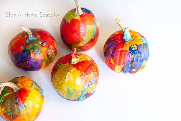 | fall pumpkin process art | fall activity for preschoolers | tissue pumpkin art | fall process art |