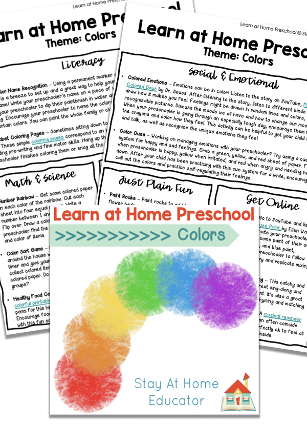 learn at home preschool colors theme