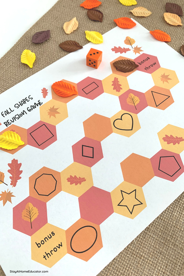 fall shapes game for preschoolers | shape activities for preschool | shape game |